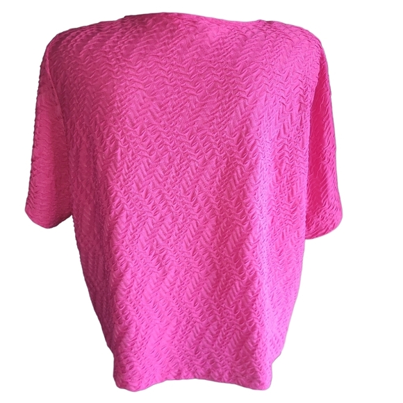 Alia Pink Textured Short Sleeve Top 2X - Picture 6 of 7